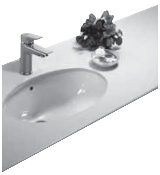 Washbasins Oval Undercounter Washbasin, 57 cm, No Tap Hole — 57cm